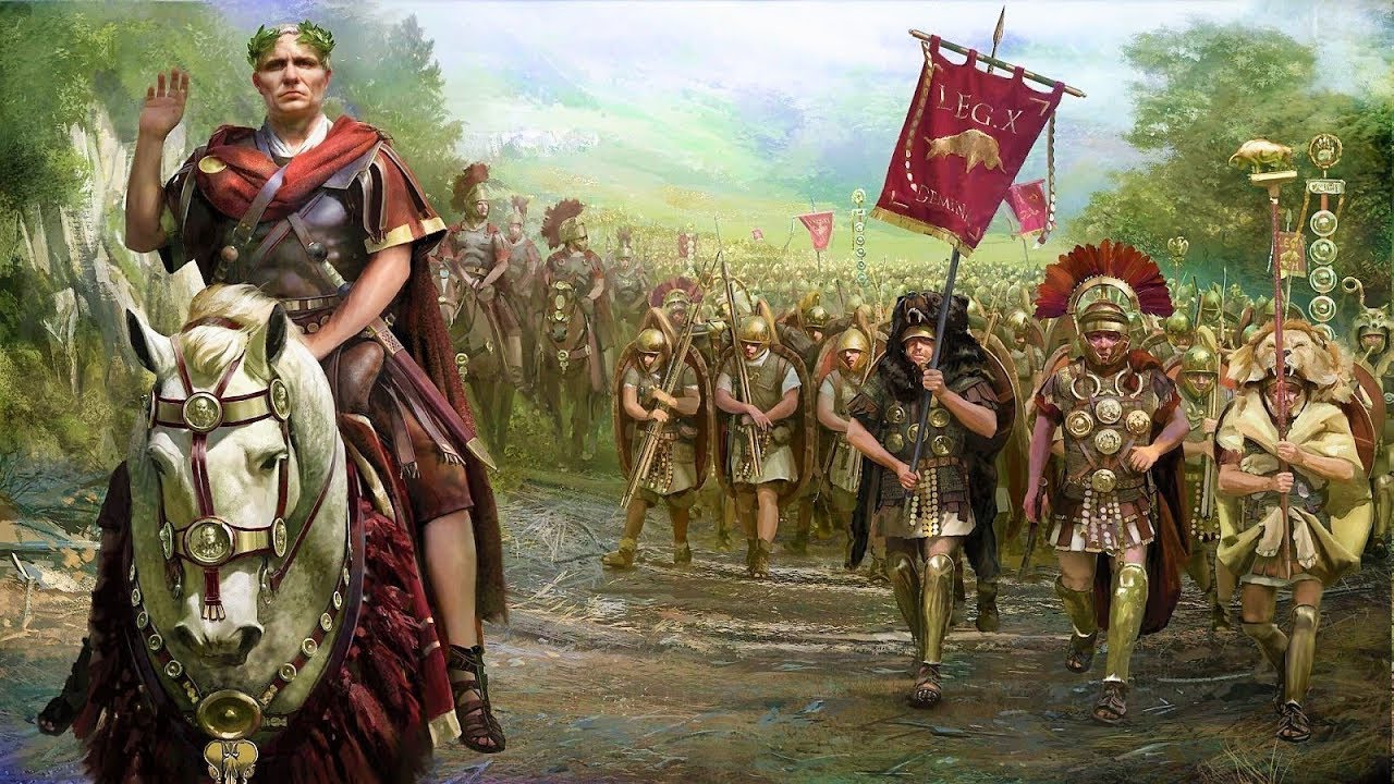 Caesars 10th Gemina Later Equestris Legion Marching with Caesar