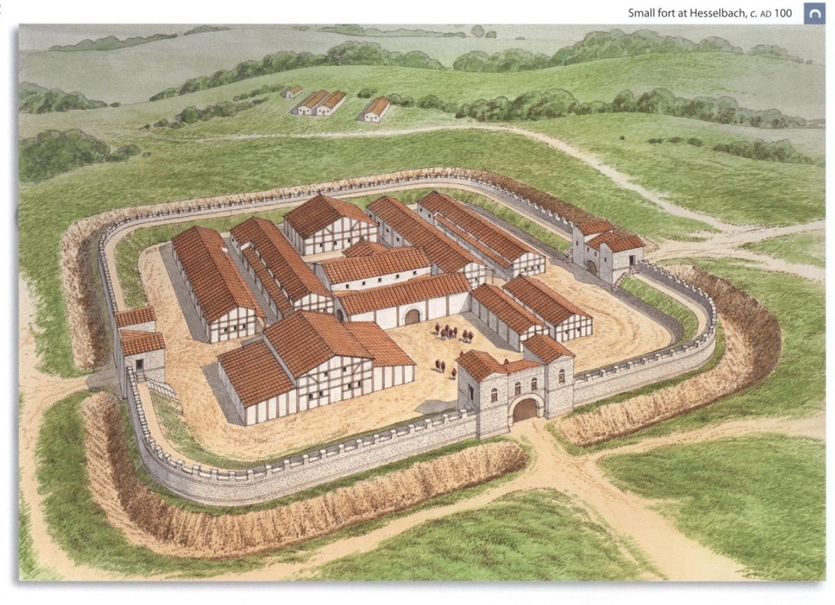 Roman fort with walls and watchtowers used for regional defense and housing a detachment of legionaries