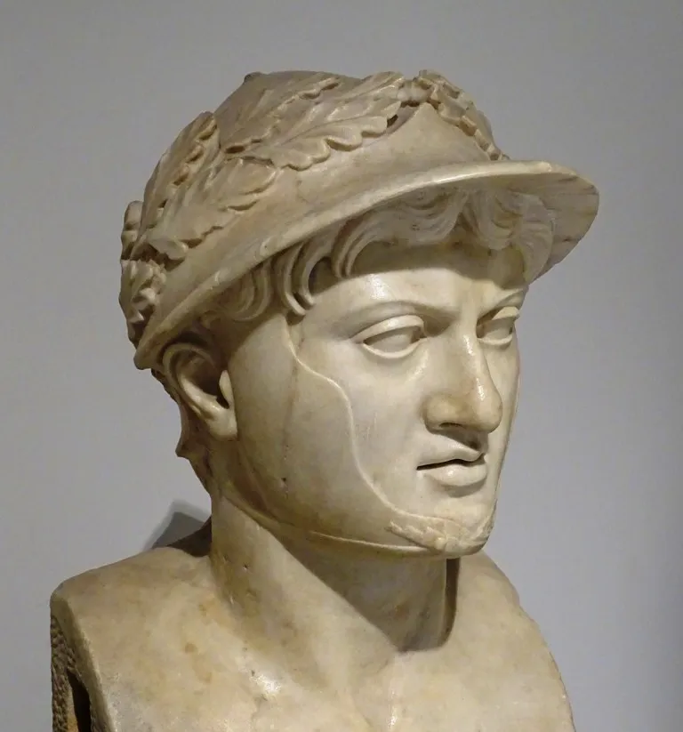 Statue of Pyrrhus of Epirus, the Hellenistic king known for his costly victories against Rome during the Pyrrhic War