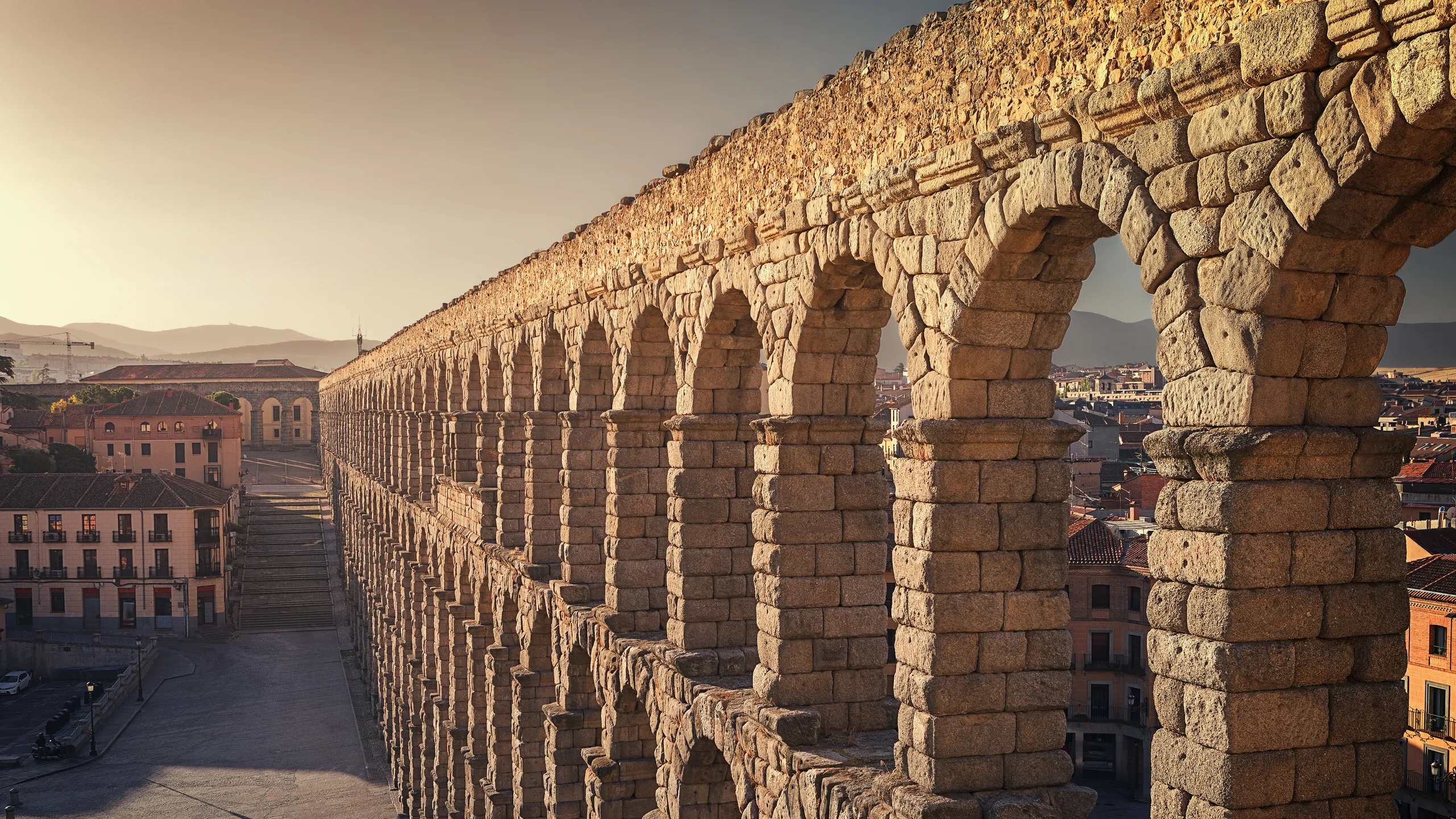 Roman aqueduct of Segovia in Spain, a well-preserved ancient structure used to transport water into the city