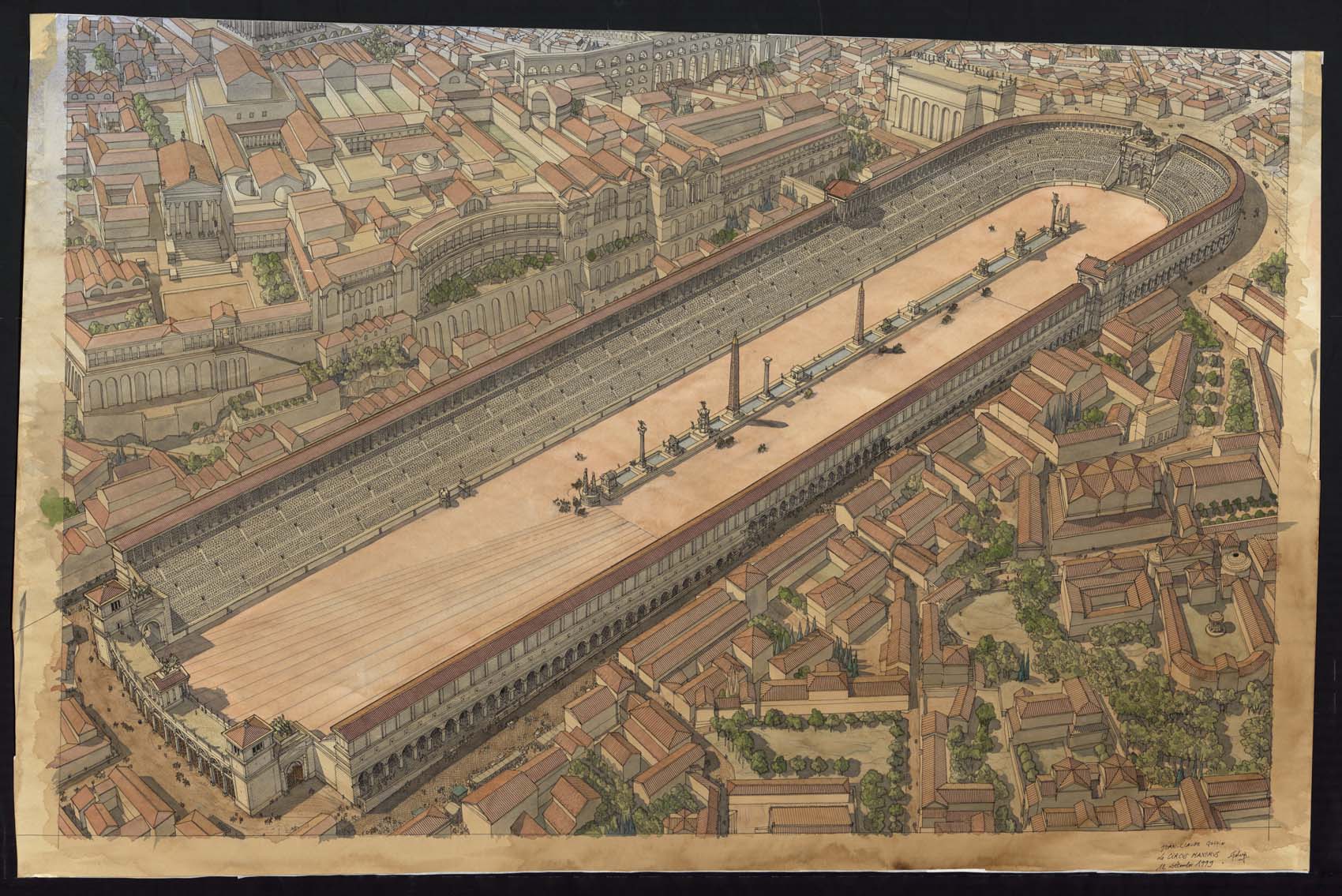Circus Maximus in ancient Rome, the massive stadium used for chariot races and large public entertainment events