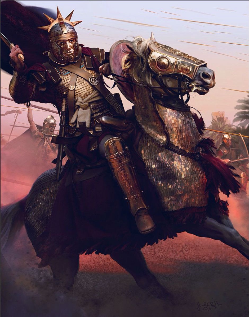 Emperor Aurelian leading Roman forces in battle during eastern campaign against enemies