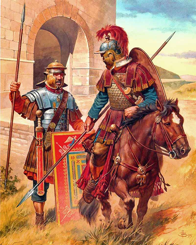 Roman soldiers serving under Emperor Aurelian during imperial military campaigns in formation