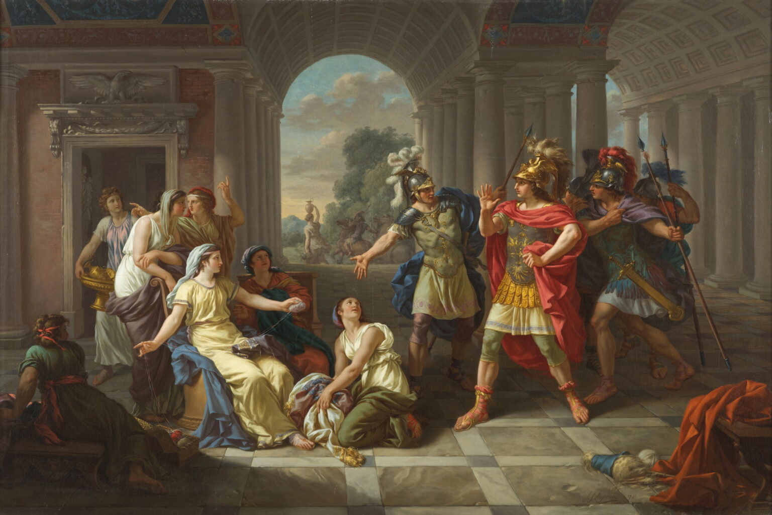 Historical painting depicting the Rape of Lucretia, a pivotal event in early Roman history