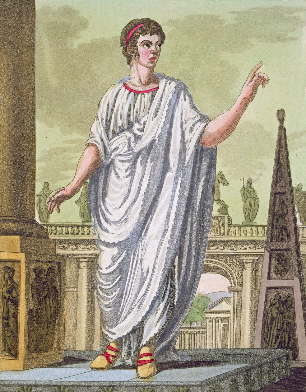 Ancient Roman citizen wearing traditional clothing and standing in Rome