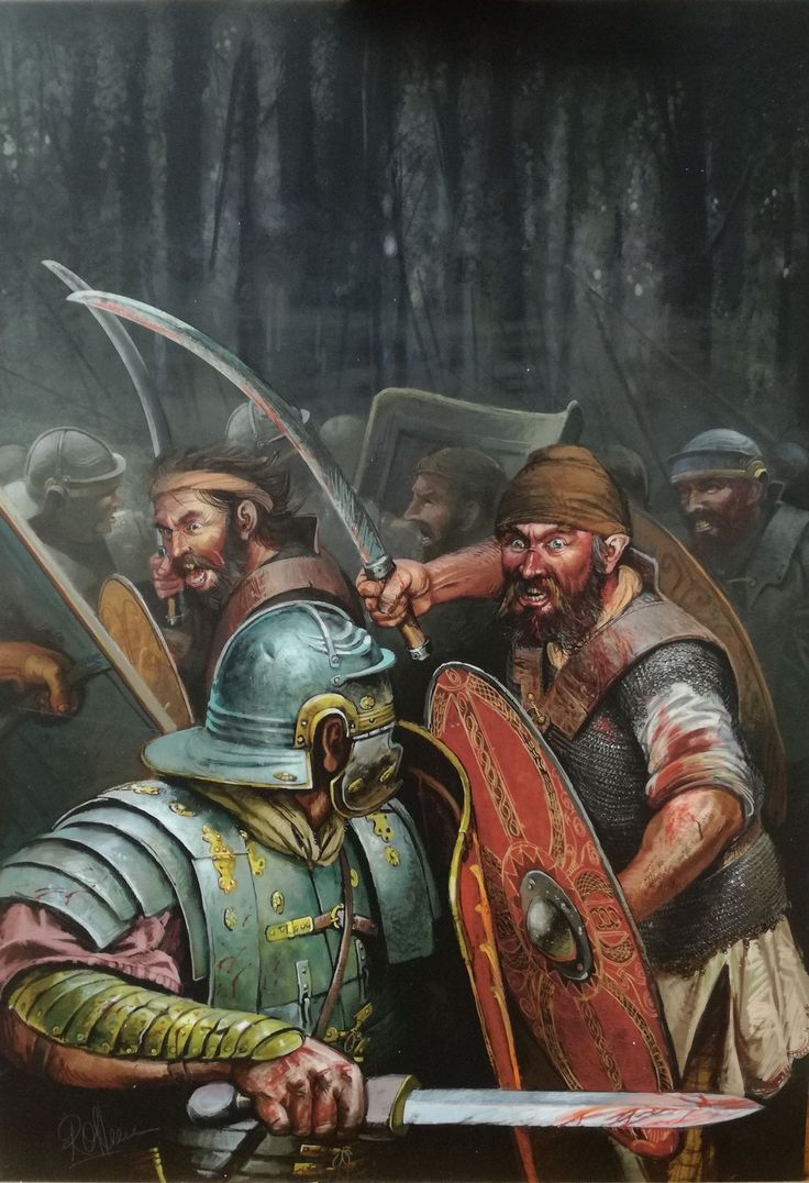Roman soldiers fighting Dacian warriors in dark forests during an ancient battle in Dacia