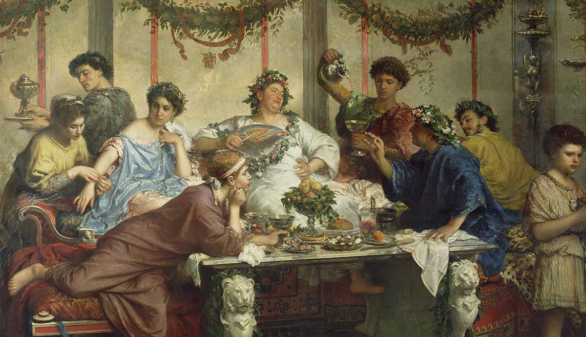 Ancient Roman festival with crowds gathering for music, celebrations, performances, and religious ceremonies