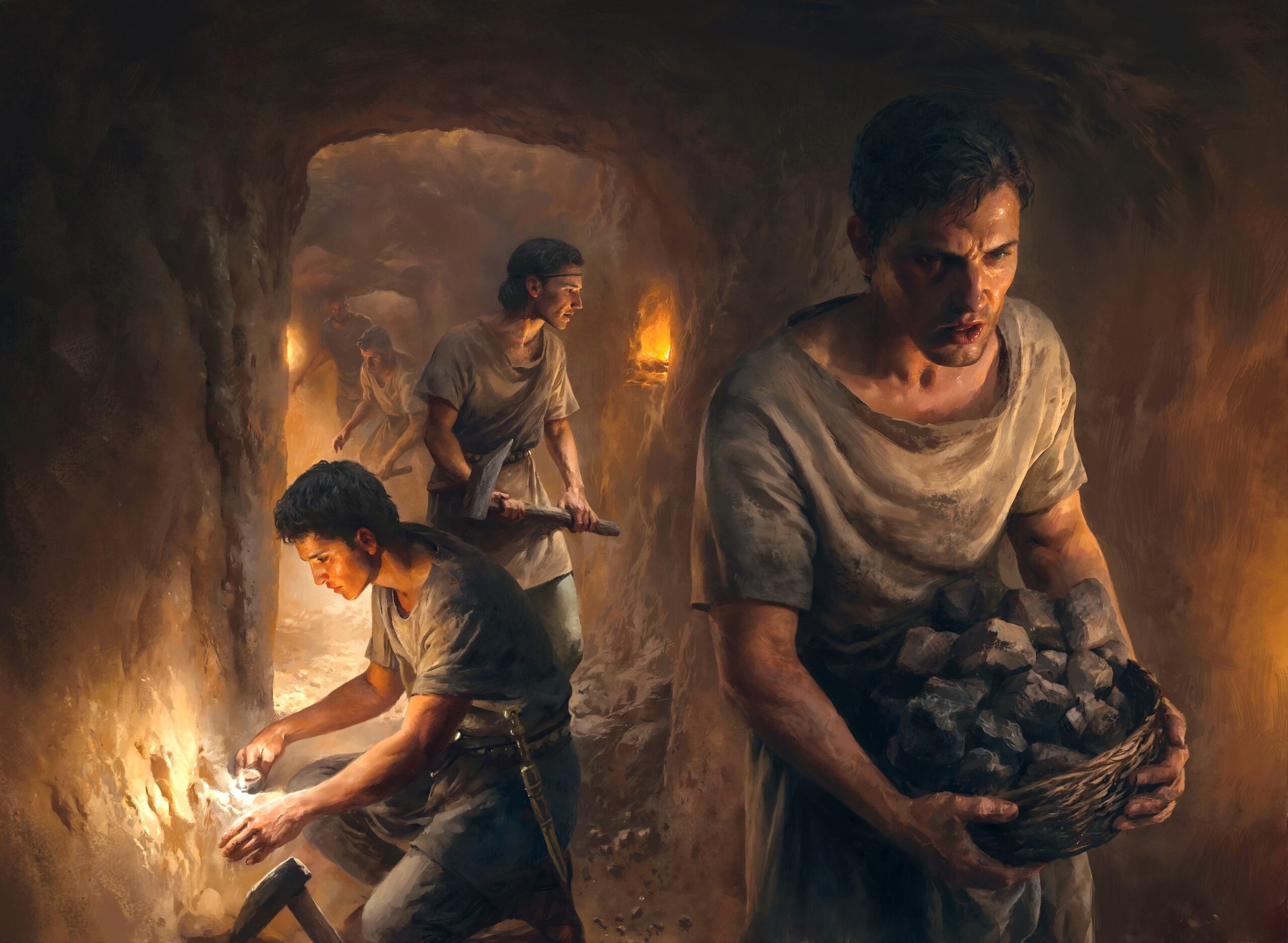 Enslaved workers extracting ores in Roman mines during ancient Rome’s extensive mining operations