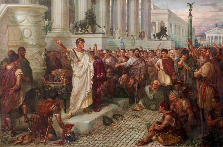 Julius Caesar gaining political influence and power during the final years of the Roman Republic