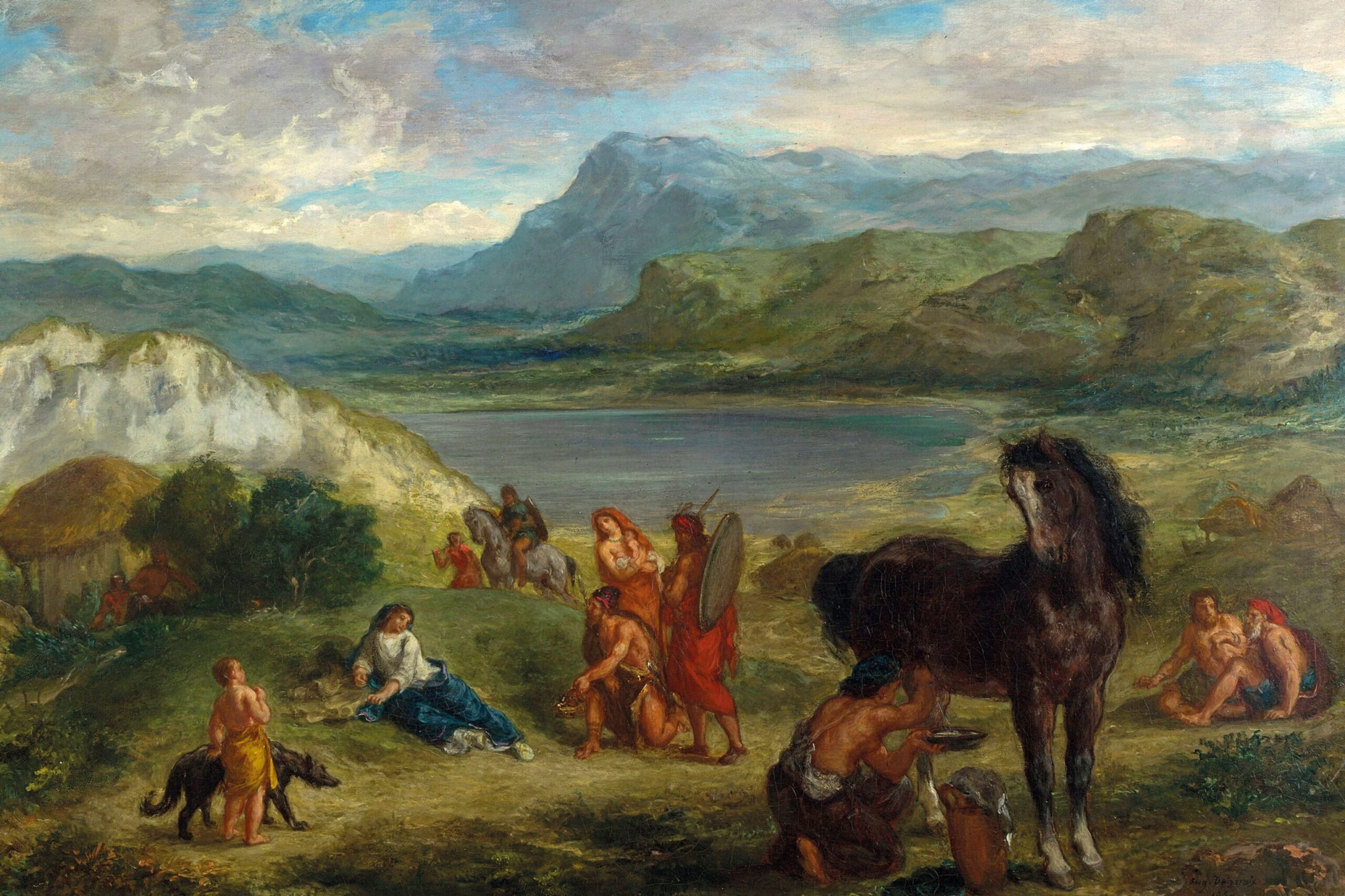 Painting depicting Ovid leaving Rome for exile after Emperor Augustus ordered his banishment
