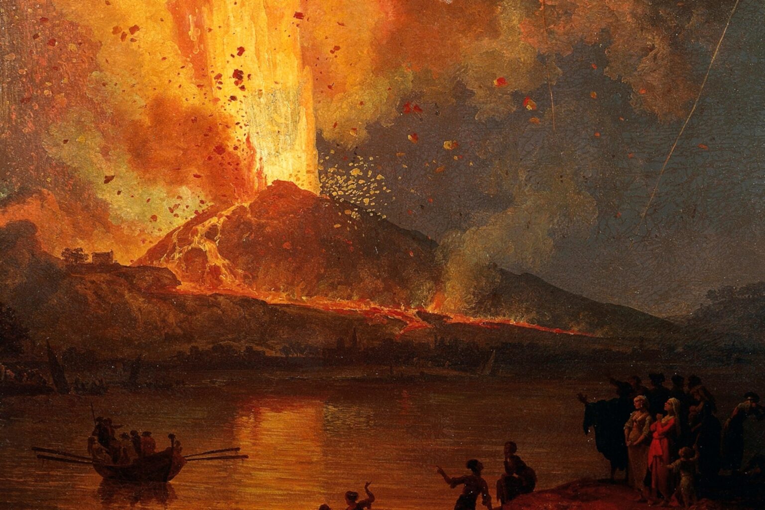 Artwork depicting the eruption of Mount Vesuvius and destruction of Pompeii in 79 CE