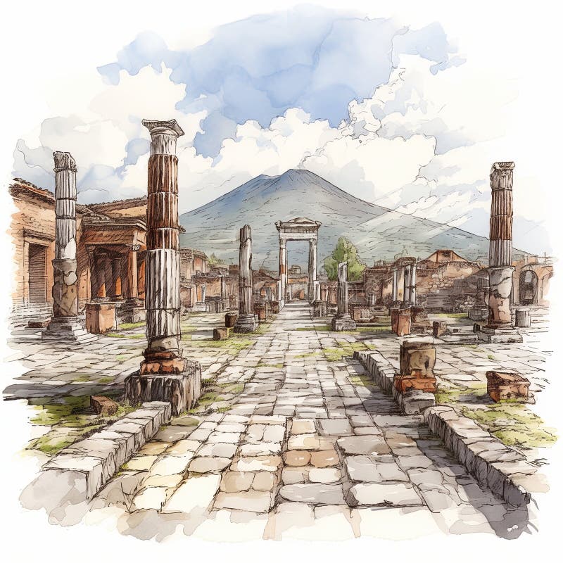 Reconstruction of Pompeii one hour before Mount Vesuvius erupted in 79 CE