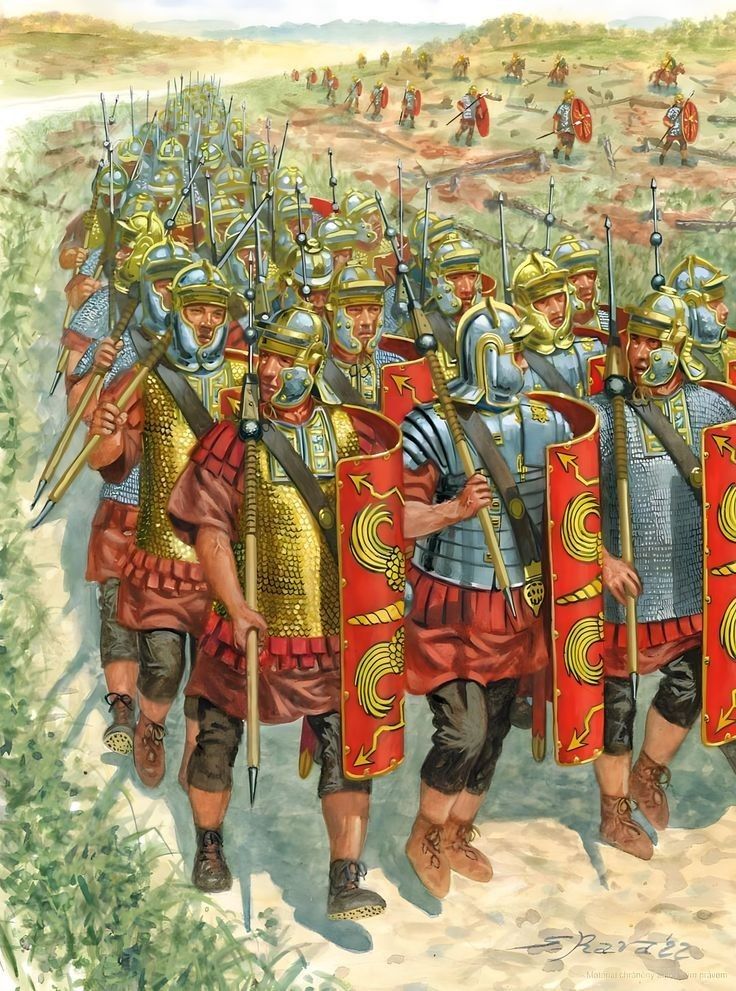 Roman army marching toward Spartacus and his rebel forces during the Third Servile War