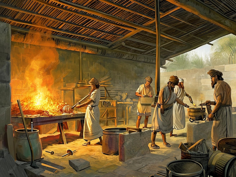 Roman charcoal smelting furnace used to process metal ores during ancient mining operations