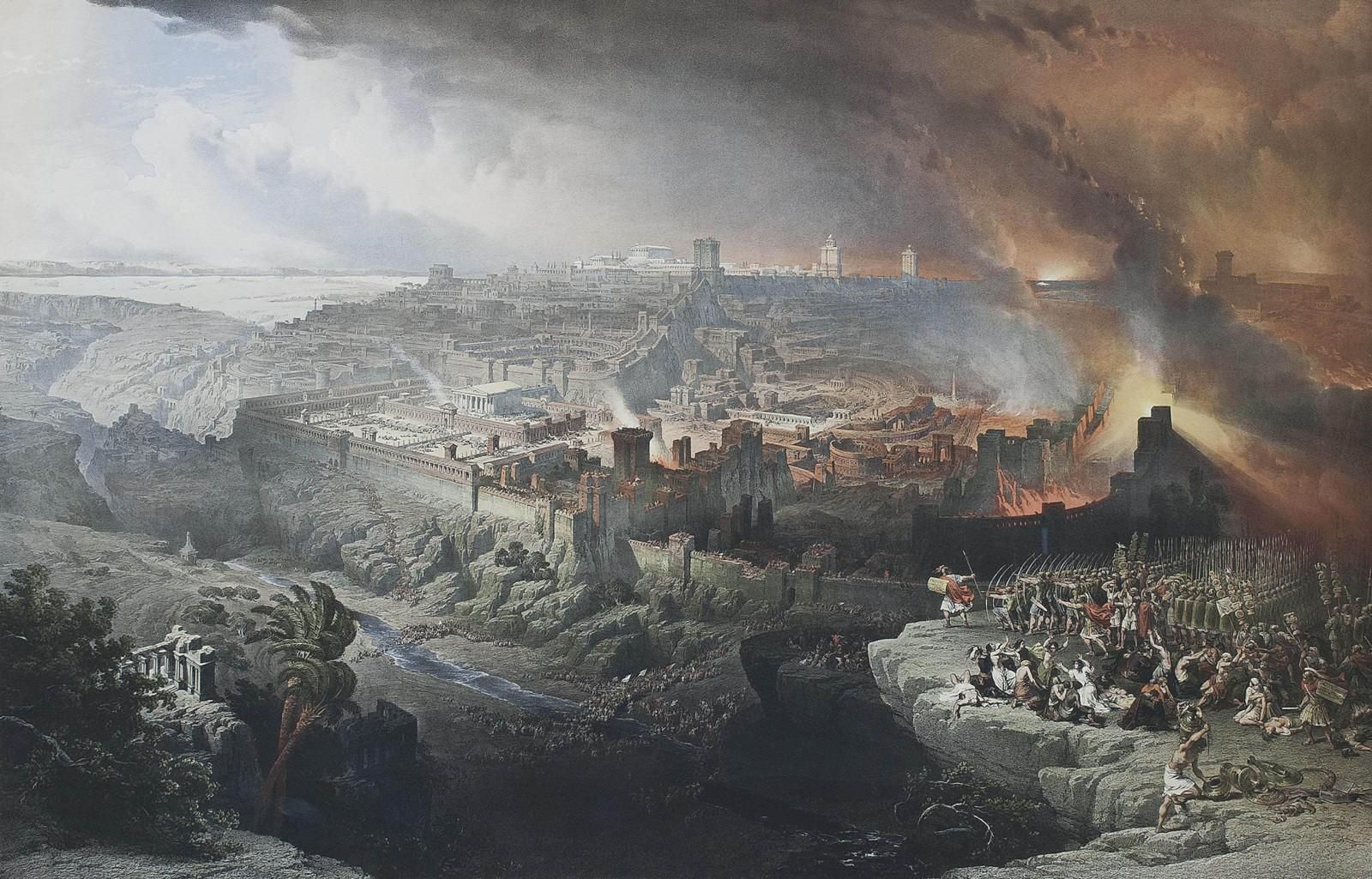 Famous painting depicting the destruction of Jerusalem by Roman forces during the First Jewish-Roman War