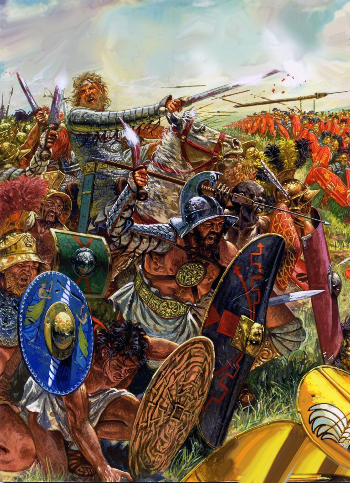 Spartacus and his rebel army fighting Roman soldiers during the Third Servile War