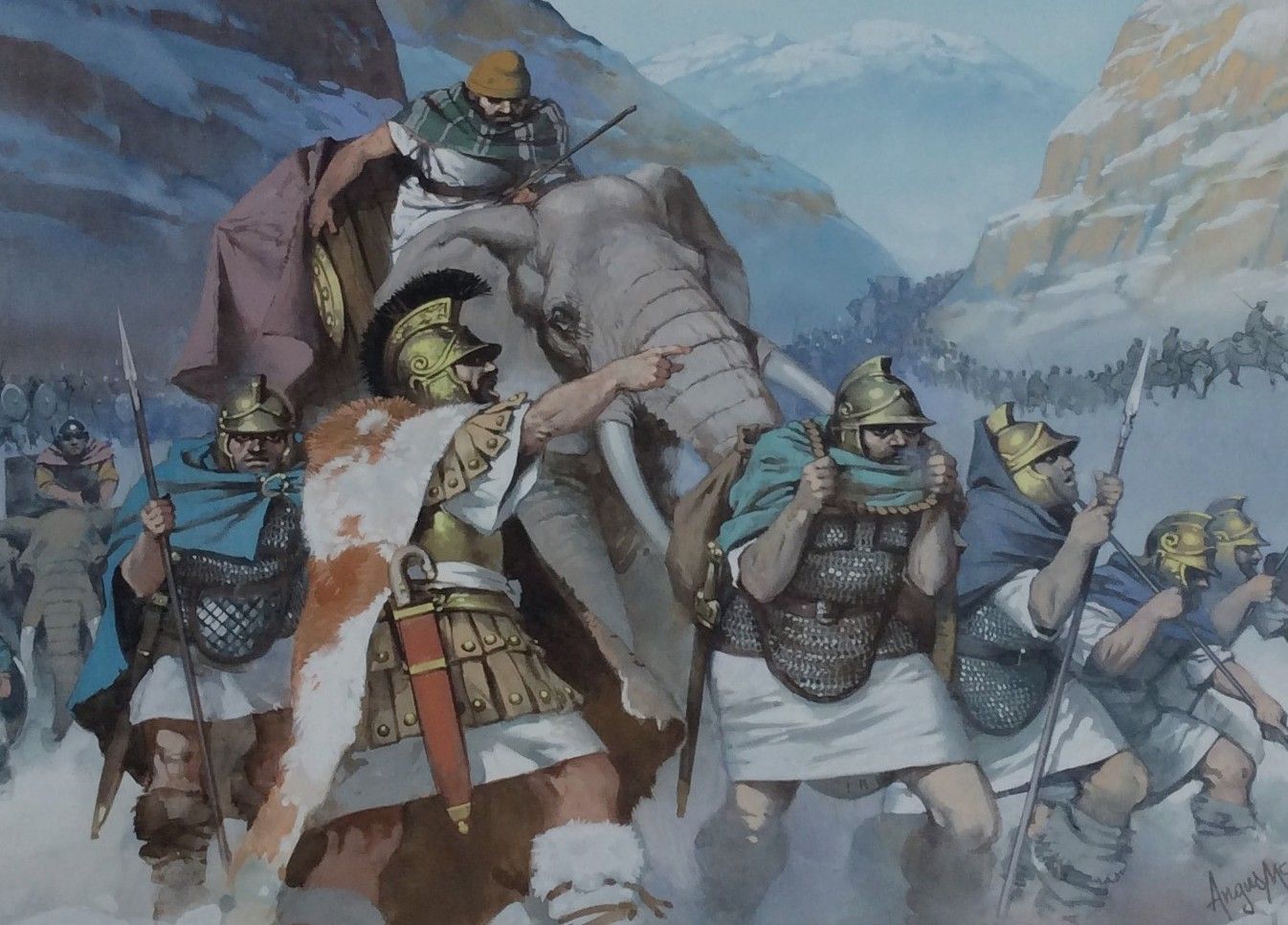 Spartacus and his rebel army attempting to cross the Alps during ancient Roman history