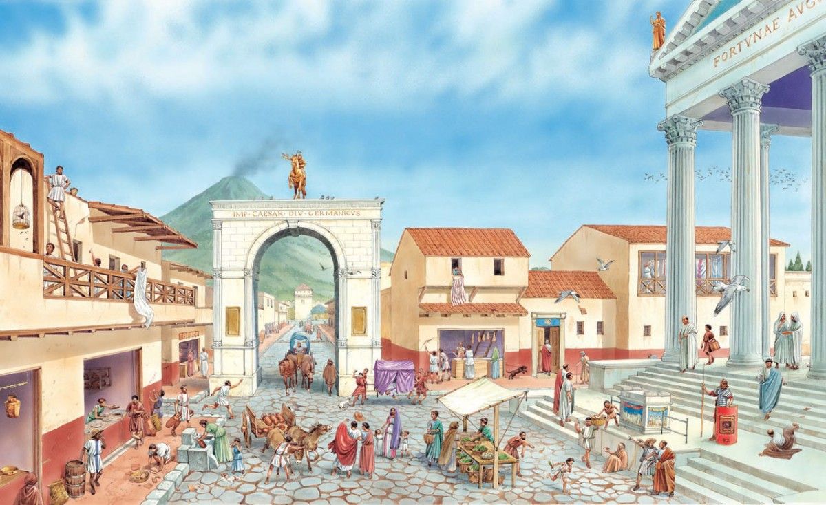 Reconstruction of Pompeii two hours before Mount Vesuvius erupted in 79 CE