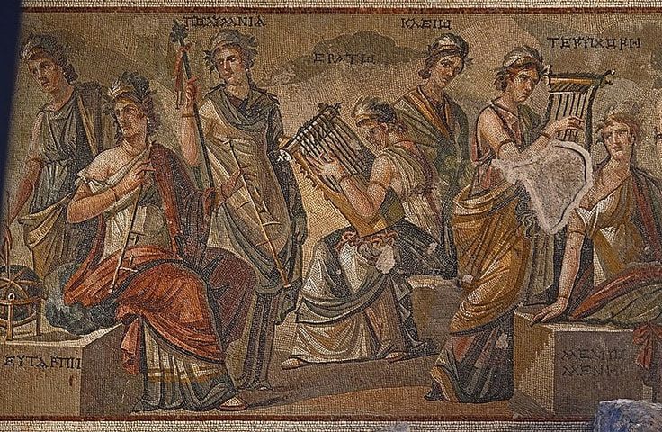Ancient Roman mosaic depicting musicians playing different instruments during a lively performance