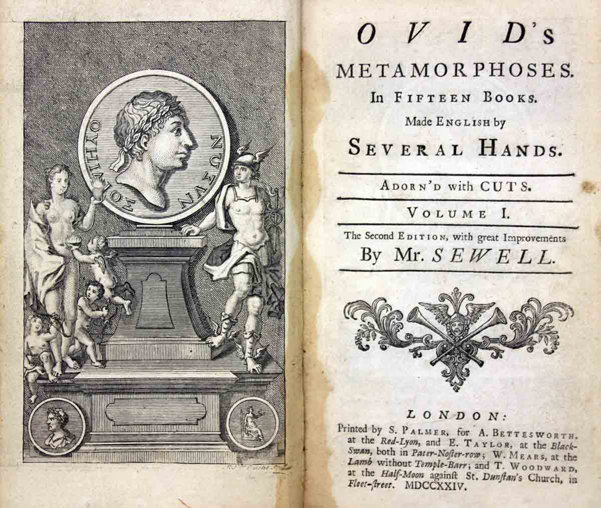 Ancient manuscript of Ovid’s Metamorphoses, a famous collection of Roman mythological stories